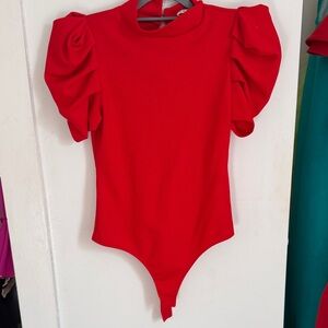 TCEC Red Puff Sleeve Bodysuit